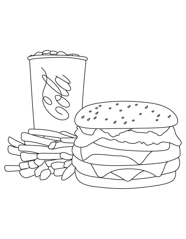 Plansa de colorat cu Hamburger 2 10